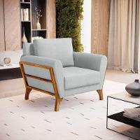 Poltrona Sabrina De Madeira Maciça Com Almofada Linho Cinza 407 - 3