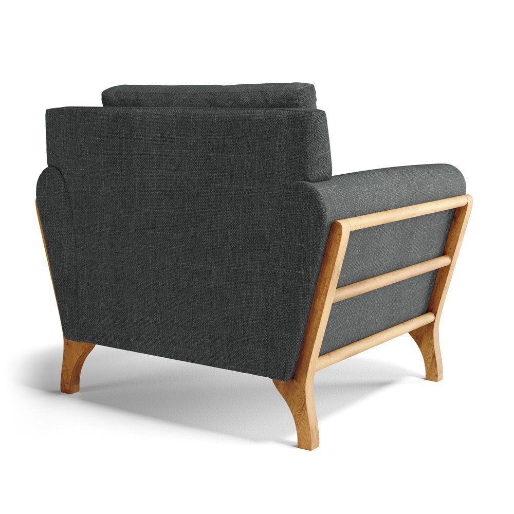 Poltrona Sabrina De Madeira Maciça Com Almofada Linho Chumbo 406 - 2