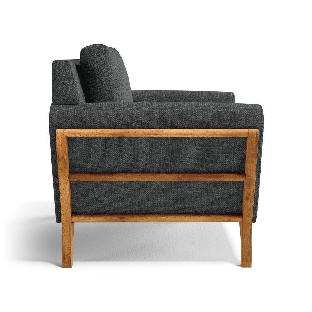 Poltrona Sabrina De Madeira Maciça Com Almofada Linho Chumbo 406 - 3