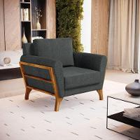 Poltrona Sabrina De Madeira Maciça Com Almofada Linho Chumbo 406 - 5