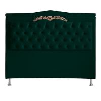 Kit De Cabeceira De Cama Box E Calçadeira Baú Helena Queen 160 Cm Retro Capitonê Suede Verde Eli Móveis