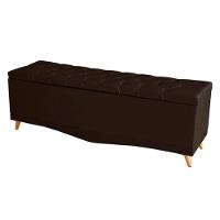 Kit De Cabeceira De Cama Box E Calçadeira Baú Helena Queen 160 Cm Retro Capitonê Suede Marrom Eli Móveis - 2