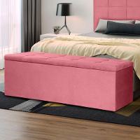 Calçadeira Recamier Baú King 1,95m Roma Suede - Pallazio Cor Rosa - 3