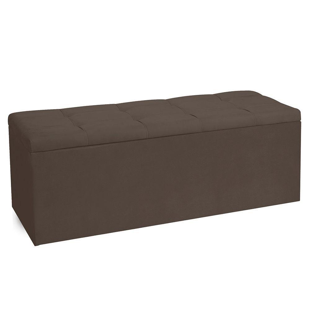 Calçadeira Recamier Baú Queen 1,60m Roma Suede - Pallazio Cor Marrom - 1
