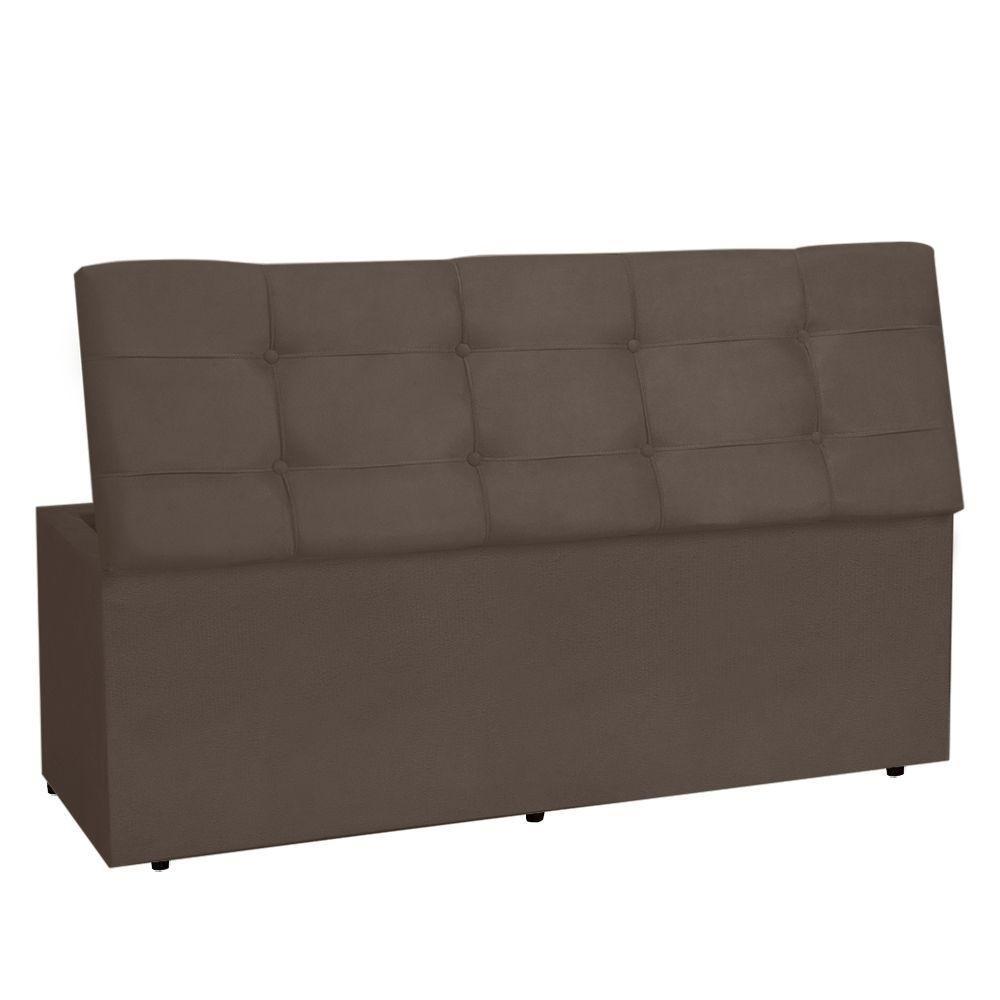 Calçadeira Recamier Baú Queen 1,60m Roma Suede - Pallazio Cor Marrom - 4