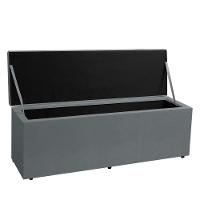 Calçadeira Recamier Baú Queen 1,60m Roma Suede - Pallazio Cor Cinza - 3