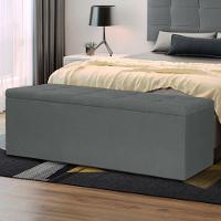 Calçadeira Recamier Baú Queen 1,60m Roma Suede - Pallazio Cor Cinza - 5