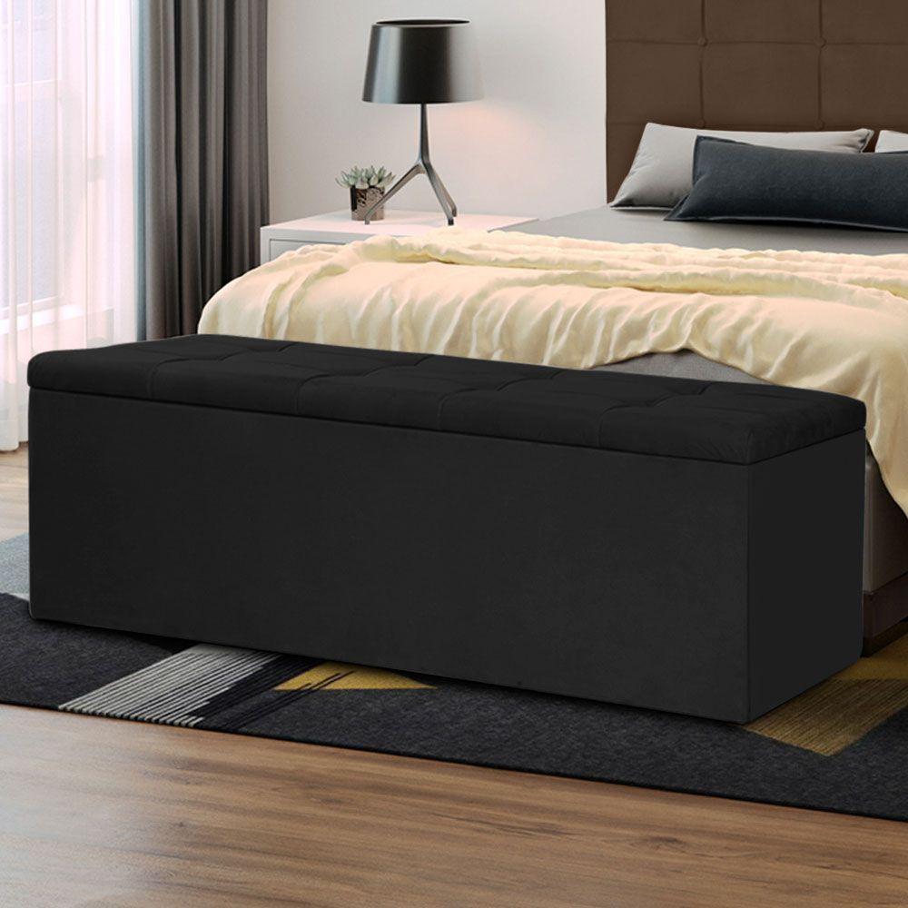 Calçadeira Recamier Baú Queen 1,60m Roma Suede - Pallazio Cor Preto - 5