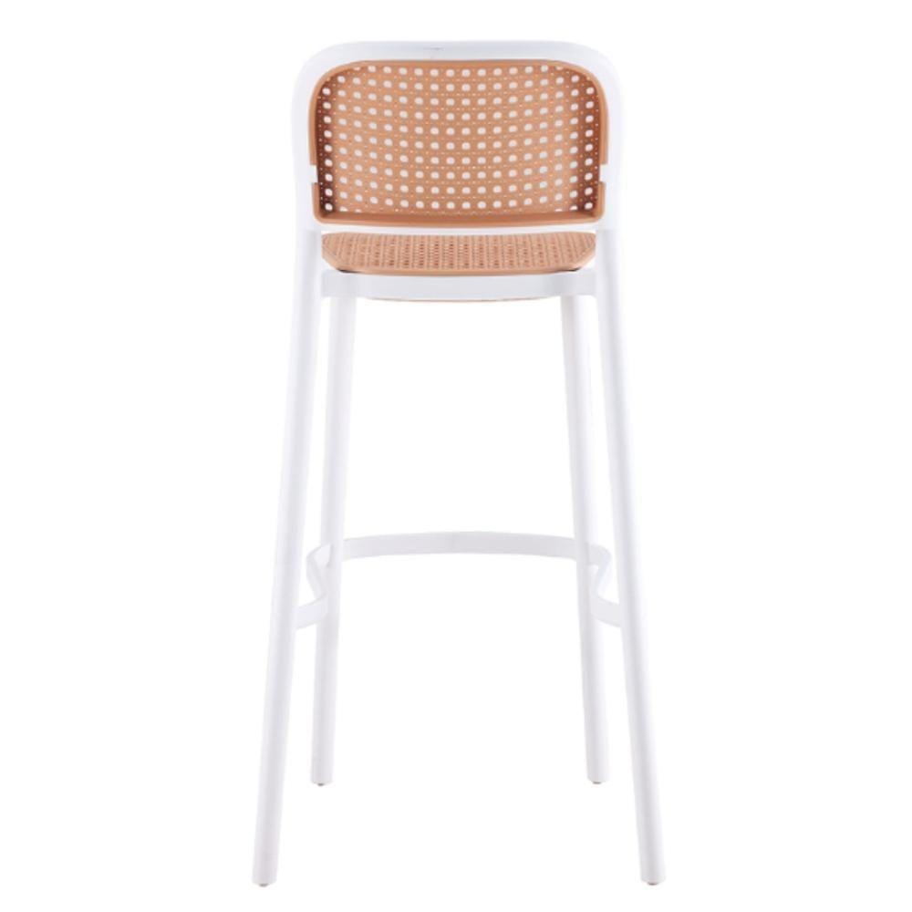 Kit 2 Banquetas Lia Amis Rivatti Em Polipropileno Branco Assento E Encosto Simulando Rattan Bege - 3