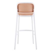 Kit 2 Banquetas Lia Amis Rivatti Em Polipropileno Branco Assento E Encosto Simulando Rattan Bege - 3