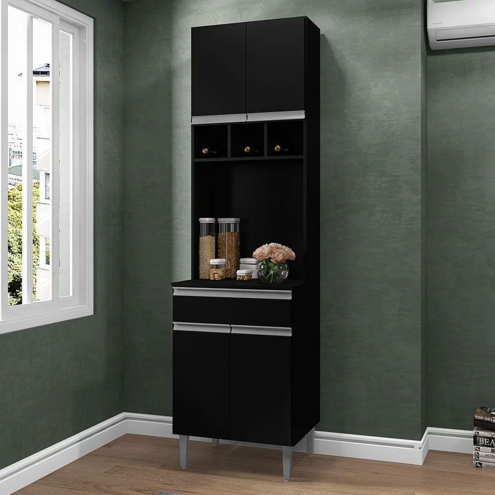 Paneleiro Torre Quente 4 Portas Com Adega Débora Preto - 2