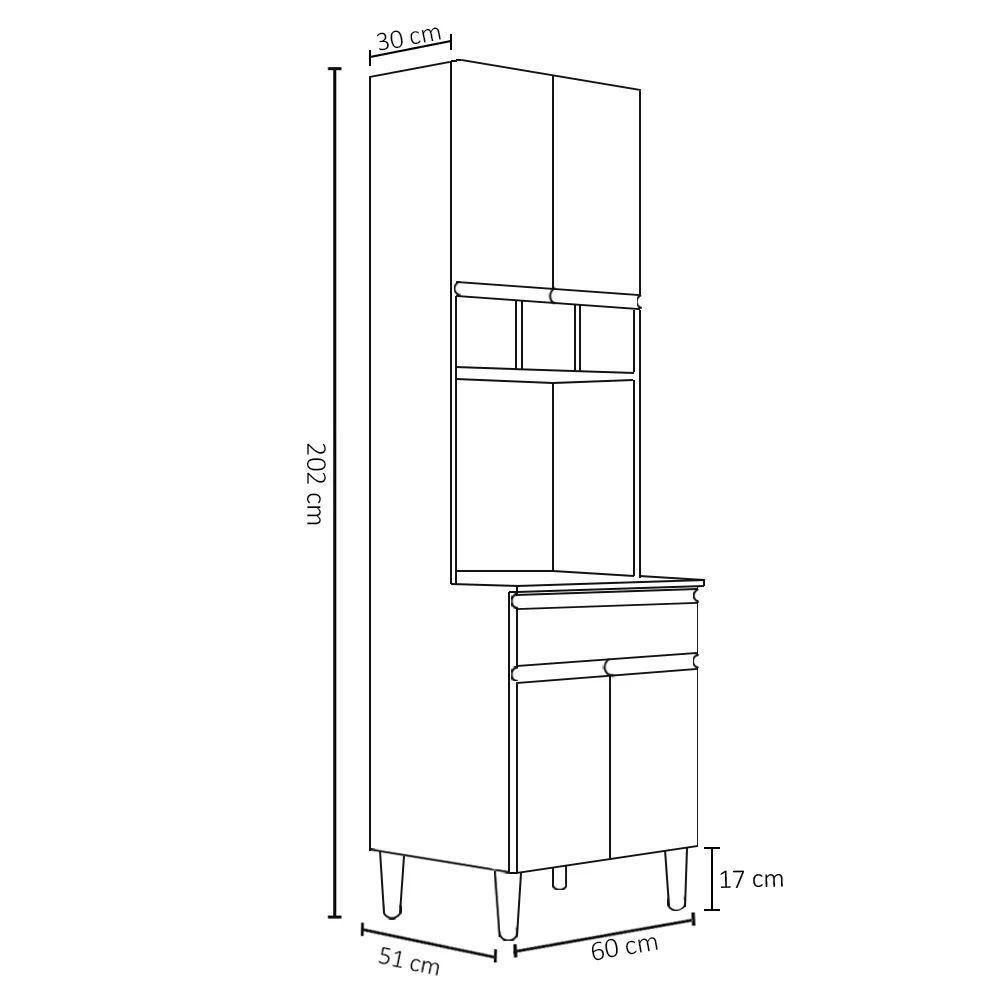 Paneleiro Torre Quente 4 Portas Com Adega Débora Preto - 3
