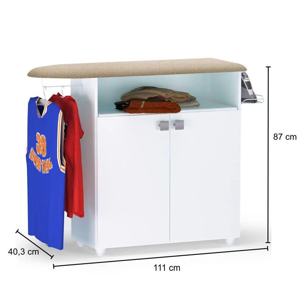 Tábua De Passar Roupa Com Balcão 02 Portas Luna Branco 111 Cm - 2
