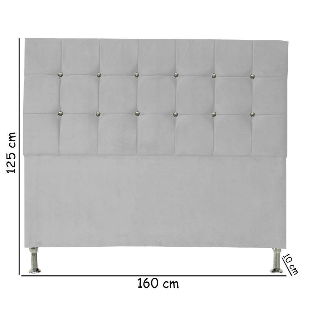 Cabeceira De Cama Box Cristal Queen 160 Cm Botão Strass Suede Grafite Eli Móveis - 2
