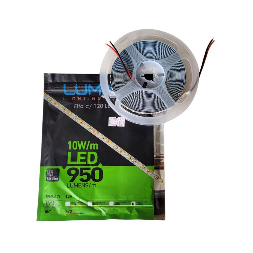 Fita Led 12v C- 120 Leds Smd 5mt 10w 950 Lumens Ip20 Irc 70 - Lumanti 6000k (branco Frio) - 5