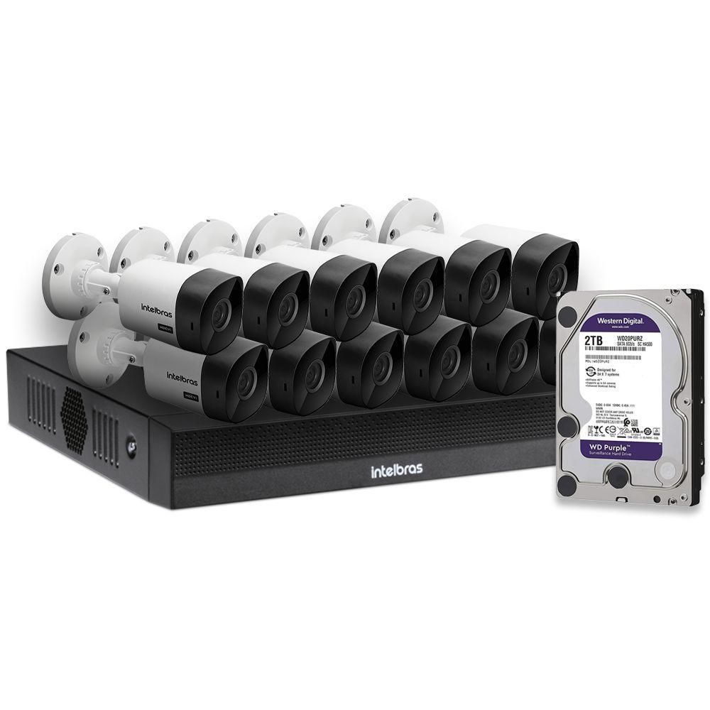 Kit 12 Câmeras De Segurança Intelbras Hd 720p Com Dvr Mhdx 1016-c Full Hd L Com Hd 2tb Purple - 2