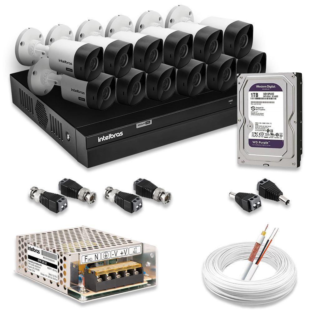 Kit 12 Câmeras De Segurança Intelbras Full Hd 1080p Com Dvr Mhdx 1216 1080p Com Hd 1tb Purple - 1