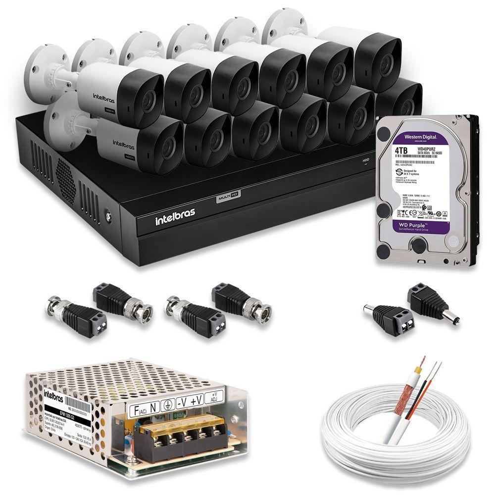 Kit 12 Câmeras De Segurança Intelbras Full Hd 1080p Com Dvr Mhdx 1216 1080p Com Hd 4tb Purple - 1
