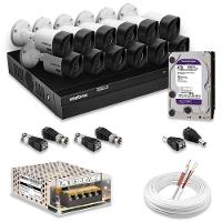 Kit 12 Câmeras De Segurança Intelbras Full Hd 1080p Com Dvr Mhdx 1216 1080p Com Hd 4tb Purple - 1