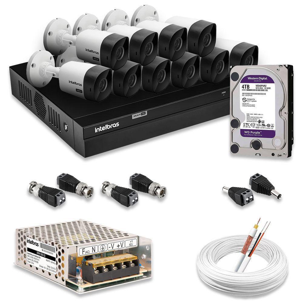 Kit 10 Câmeras De Segurança Intelbras Full Hd 1080p Com Dvr Mhdx 1216 1080p Com Hd 4tb Purple - 1