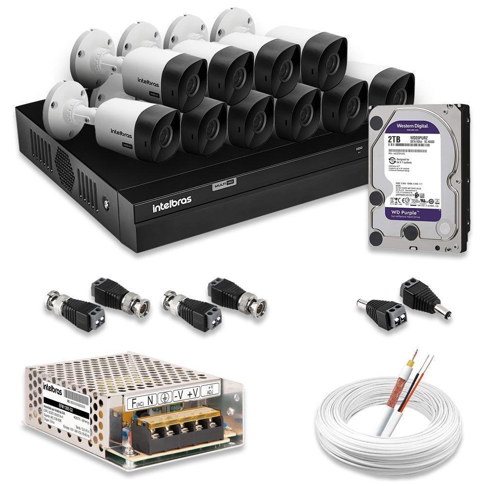 Kit 10 Câmeras De Segurança Intelbras Full Hd 1080p Com Dvr Mhdx 1216 1080p Com Hd 2tb Purple - 1