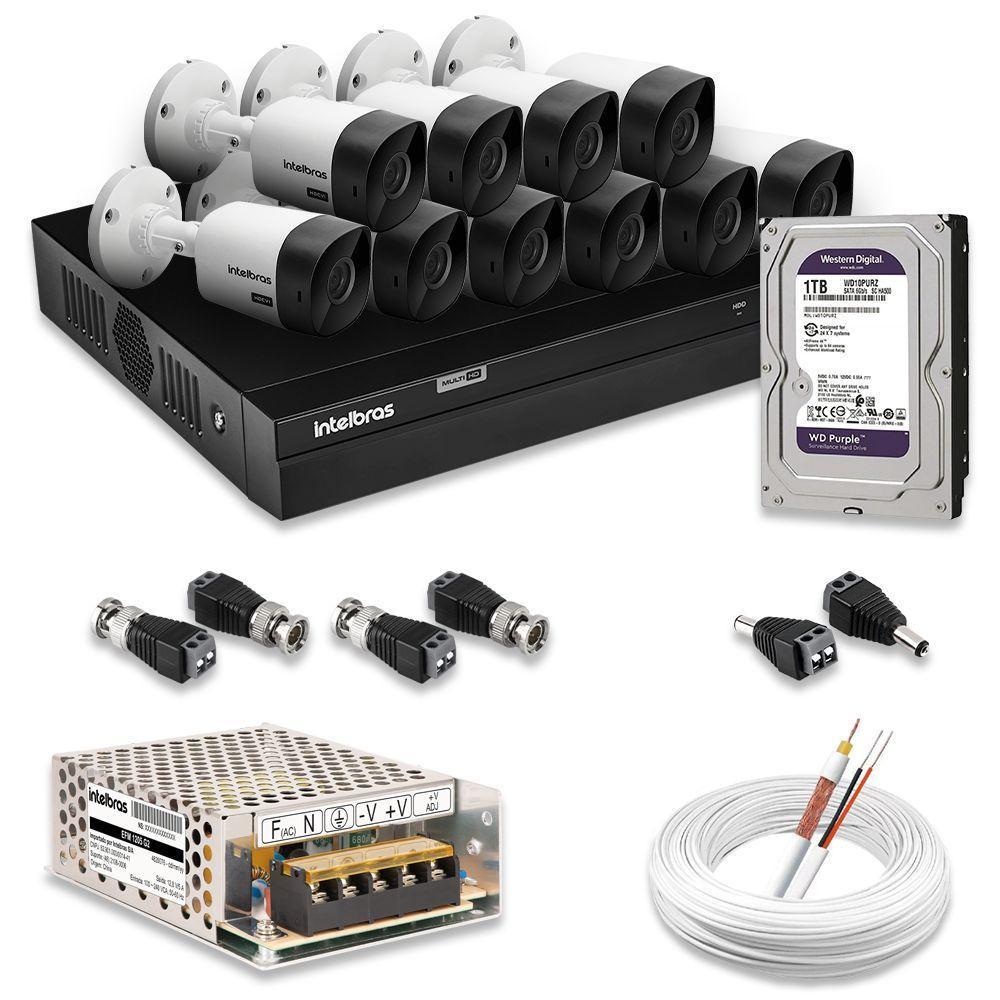 Kit 10 Câmeras De Segurança Intelbras Full Hd 1080p Com Dvr Mhdx 1216 1080p Com Hd 1tb Purple - 1