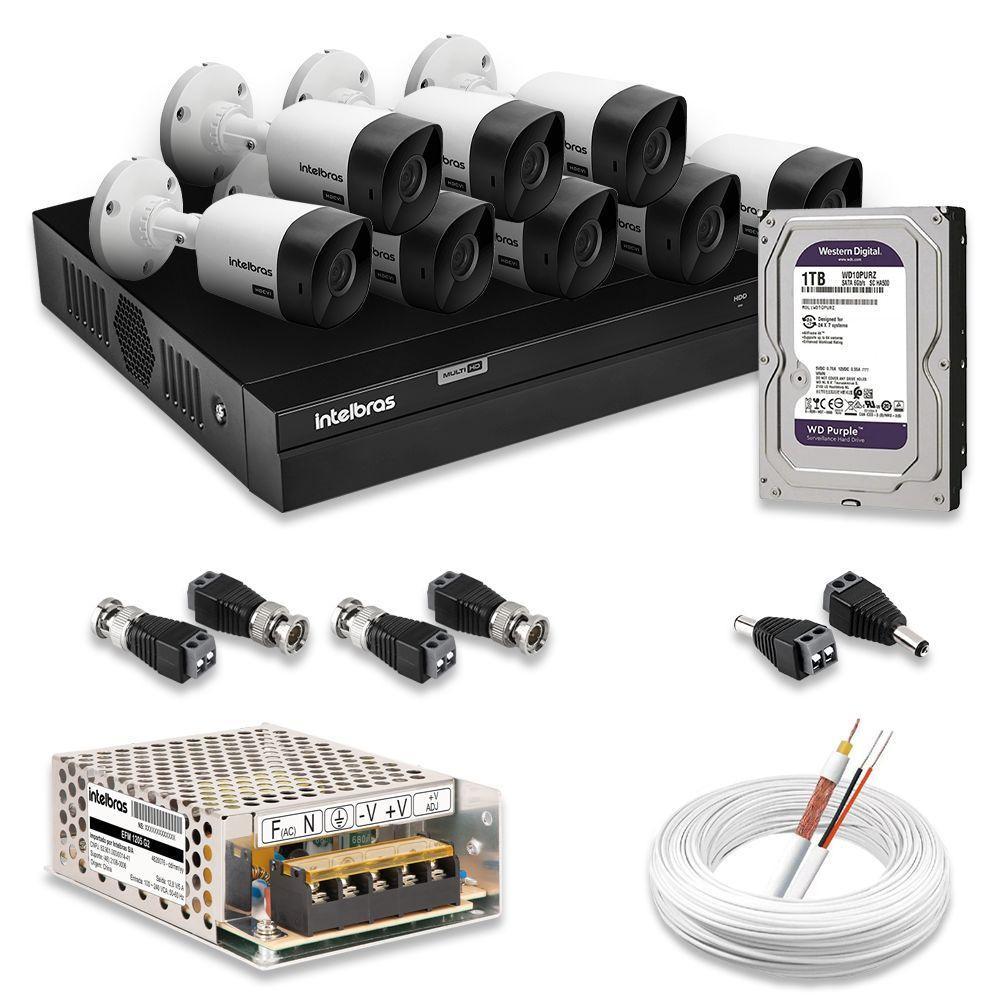 Kit 8 Câmeras De Segurança Intelbras Full Hd 1080p Com Dvr Mhdx 1208 1080p Com Hd 1tb Purple - 1