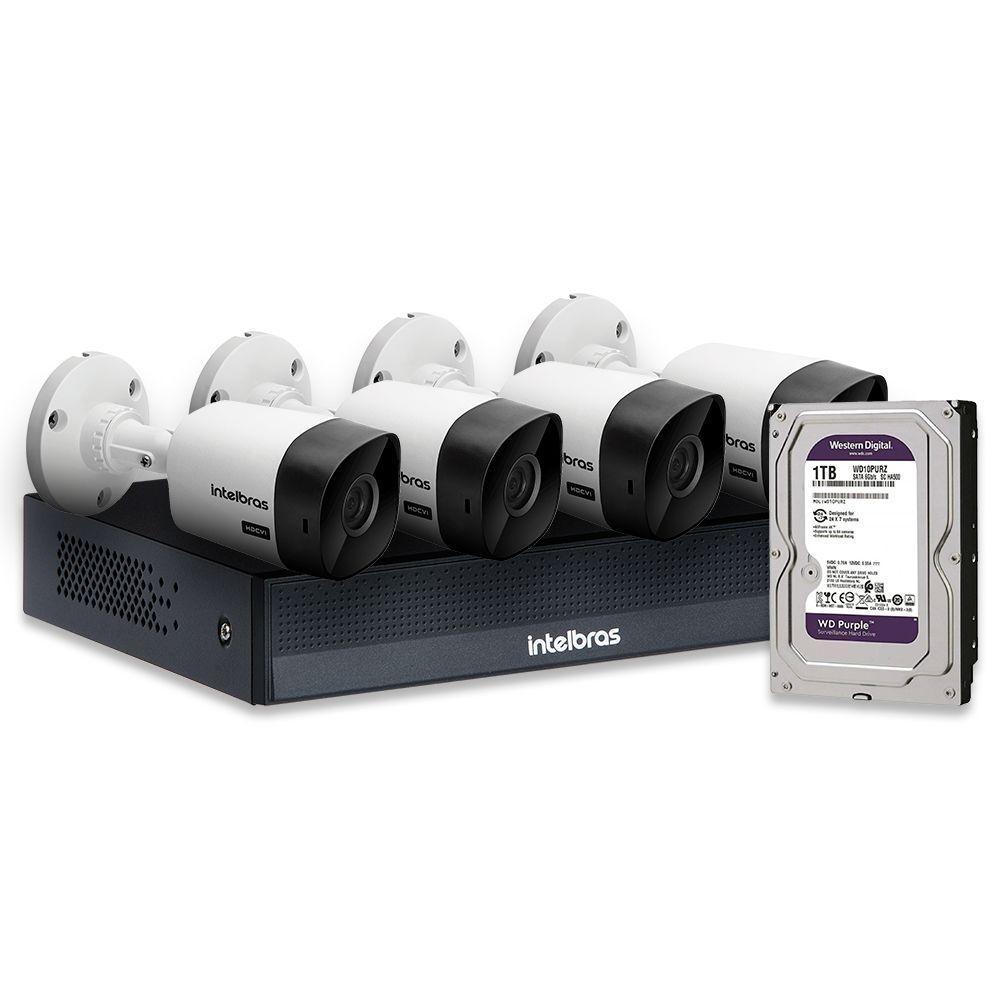 Kit 4 Câmeras De Segurança Intelbras Hd 720p Com Dvr Mhdx 1004-c Full Hd L Com Hd 1tb Purple - 3