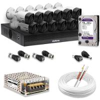 Kit 12 Câmeras De Segurança Intelbras Hd 720p Com Dvr Mhdx 1016-c Full Hd L Com Hd 4tb Purple - 1