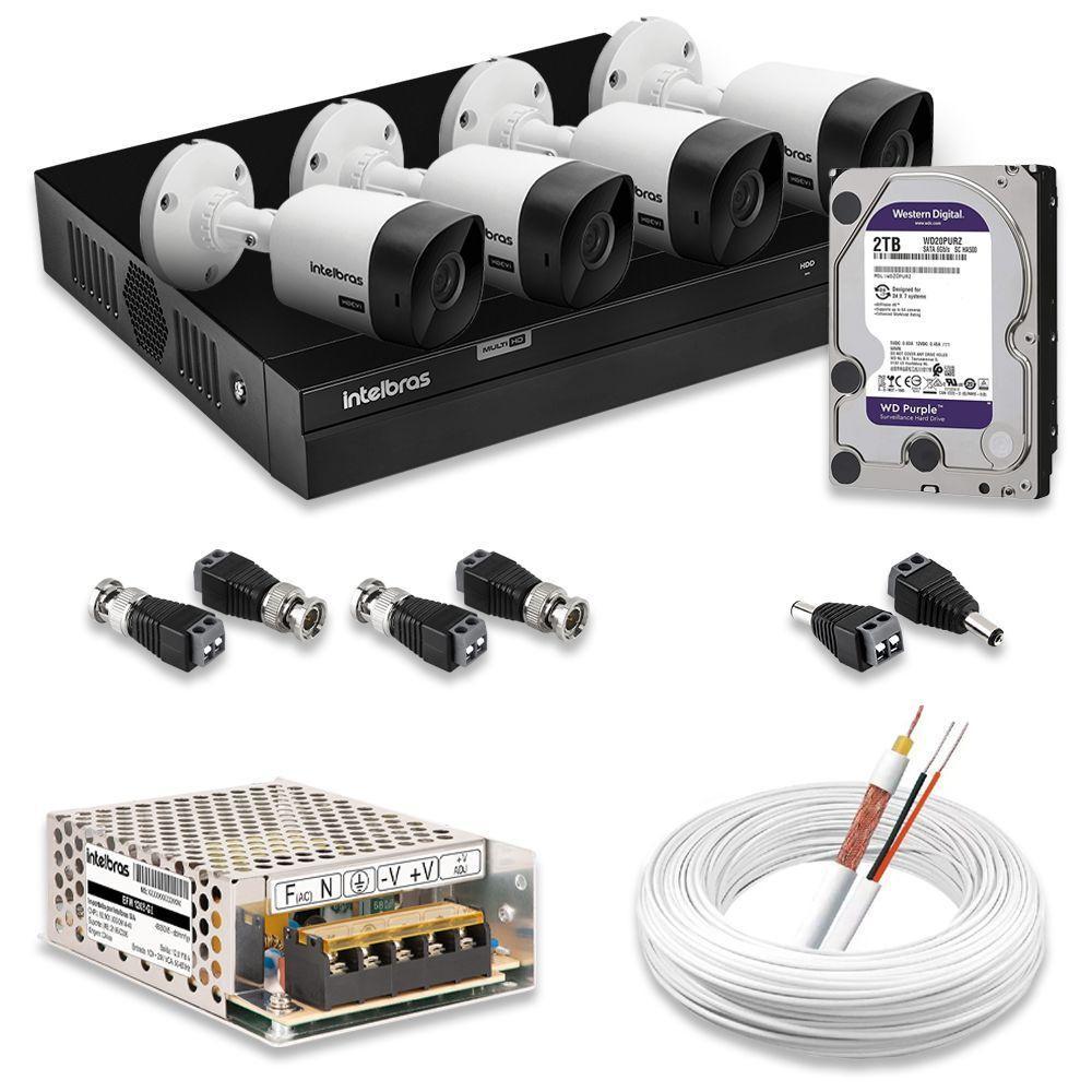 Kit 4 Câmeras De Segurança Intelbras Full Hd 1080p Com Dvr Mhdx 1204 1080p Com Hd 2tb Purple - 1