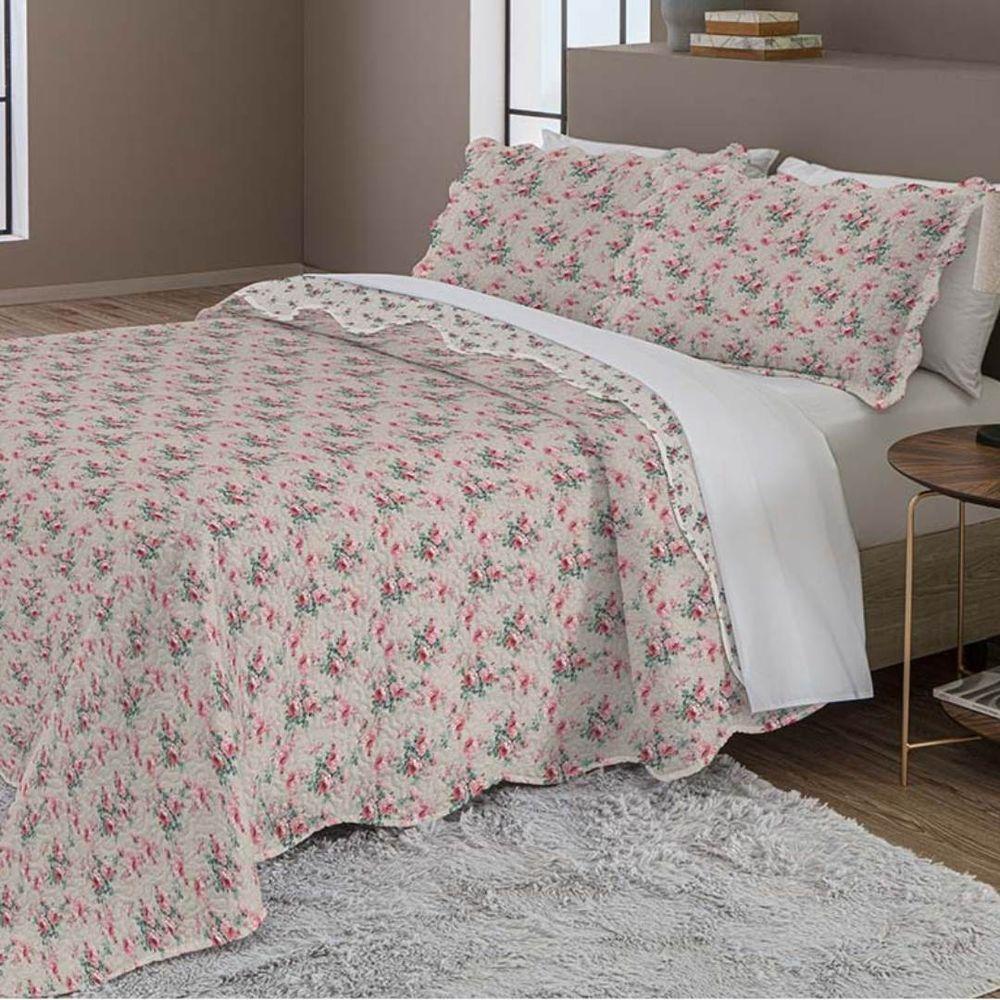 Kit Cobre Leito Casal Evolution Patchwork + 2 Porta-travesseiros Julie 7 - 1