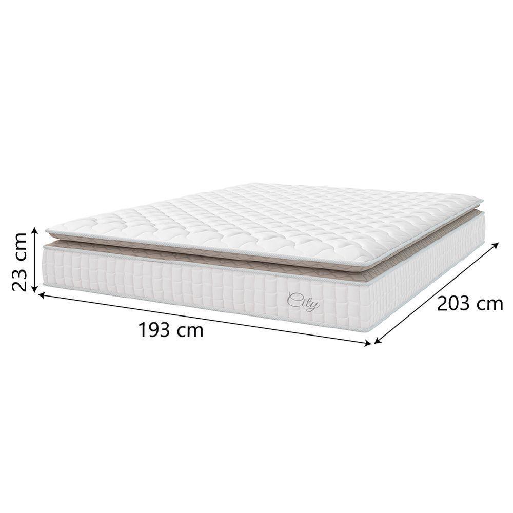 Cama Box Colchão Casal King Molas Ensacadas City Pillow Top 193x203x61cm Linho Branco Bege - 4
