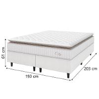 Cama Box Colchão Casal King Molas Ensacadas City Pillow Top 193x203x61cm Linho Branco Bege - 5