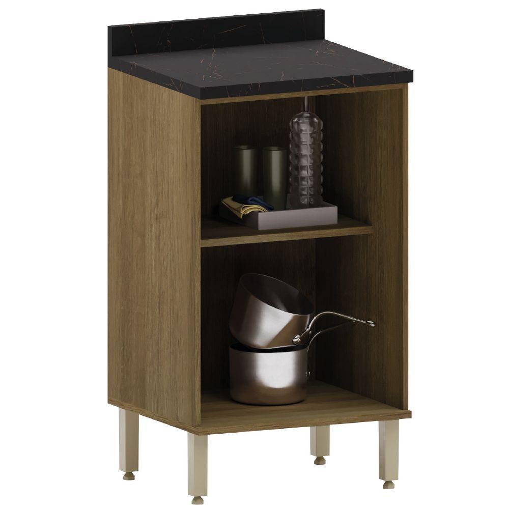 Balcão De Cozinha Duplo Com Tampo 2 Portas 0,60m Madeirado/mocca Isis Luciane Mocca Laca - 2