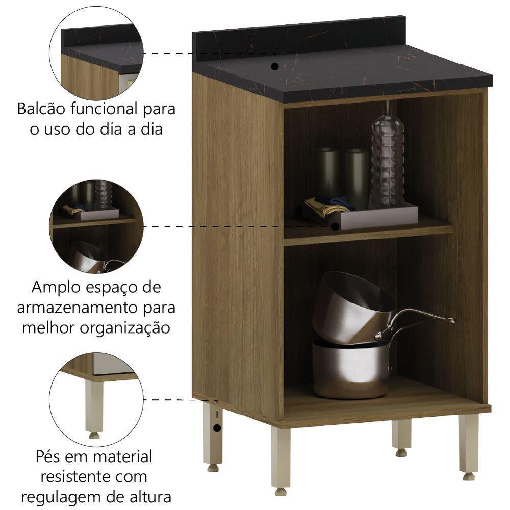 Balcão De Cozinha Duplo Com Tampo 2 Portas 0,60m Madeirado/mocca Isis Luciane Mocca Laca - 3