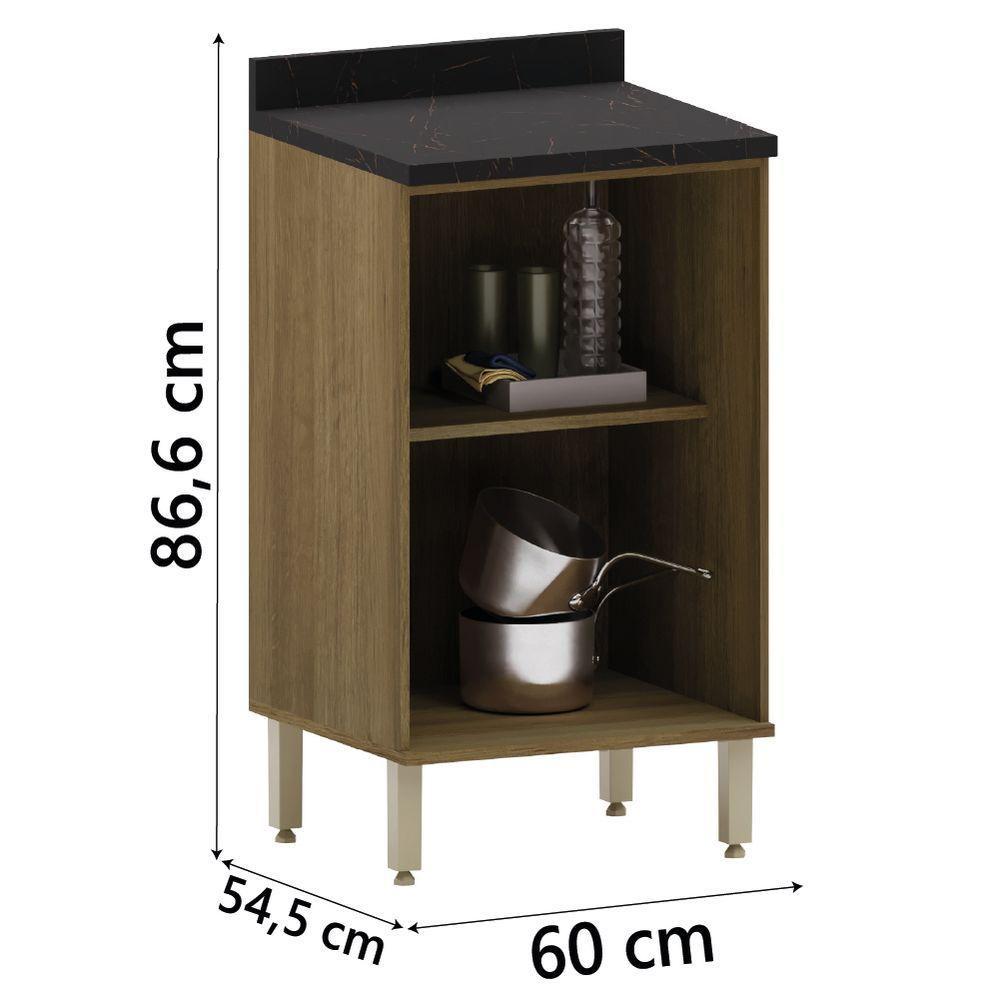 Balcão De Cozinha Duplo Com Tampo 2 Portas 0,60m Madeirado/mocca Isis Luciane Mocca Laca - 4