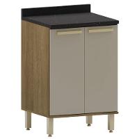 Balcão De Cozinha Duplo Com Tampo 2 Portas 0,60m Madeirado/mocca Isis Luciane Mocca Laca - 1