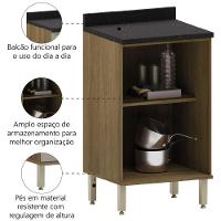 Balcão De Cozinha Duplo Com Tampo 2 Portas 0,60m Madeirado/mocca Isis Luciane Mocca Laca - 3