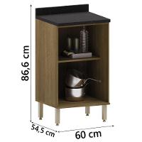 Balcão De Cozinha Duplo Com Tampo 2 Portas 0,60m Madeirado/mocca Isis Luciane Mocca Laca