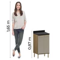 Balcão De Cozinha Duplo Com Tampo 2 Portas 0,60m Madeirado/mocca Isis Luciane Mocca Laca - 5