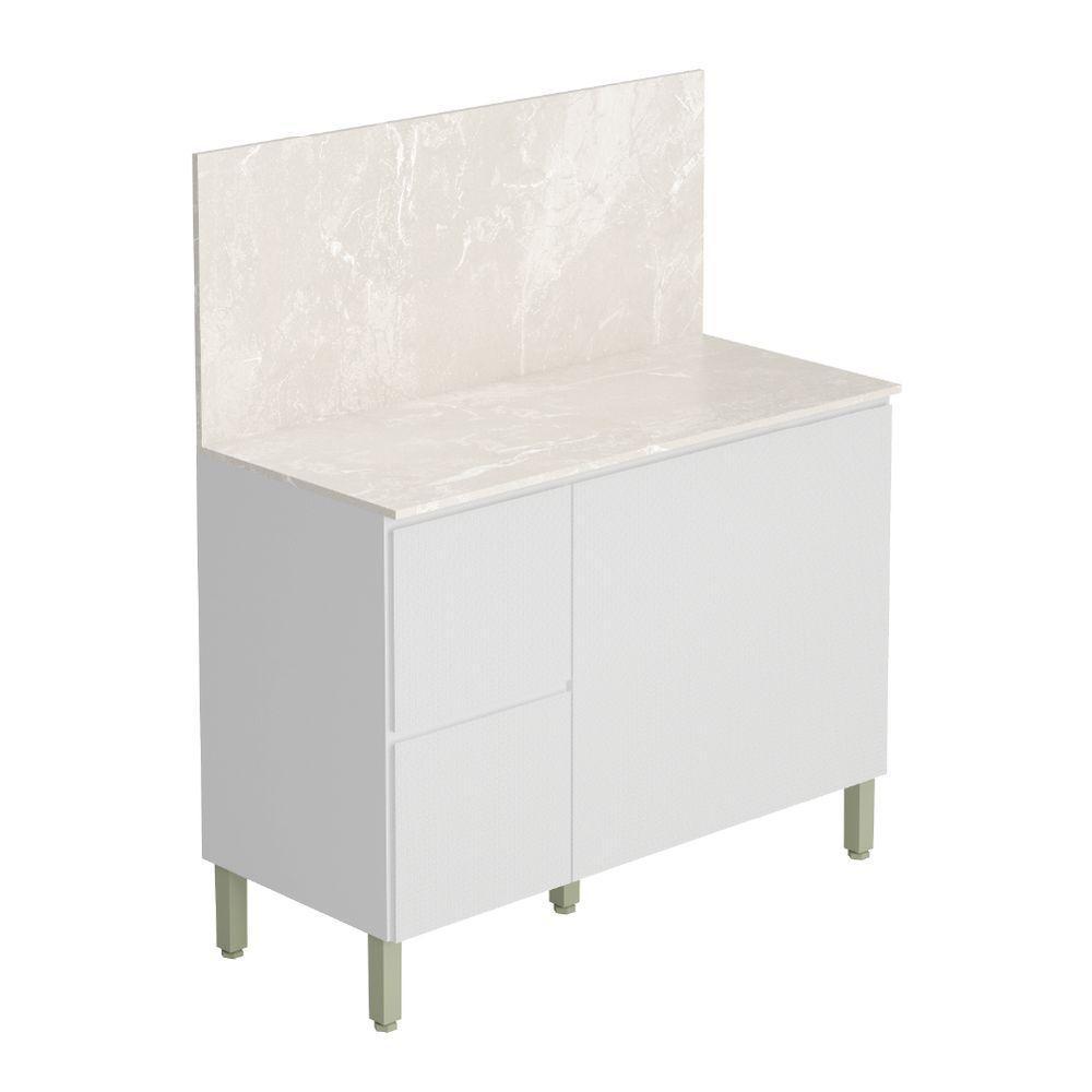 Balcão De Cozinha Triplo Com Tampo E Painel 3 Portas 2 Gavetas 1,20m Branco Art Kits Paraná Branco - 1