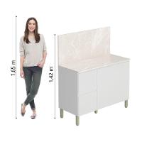 Balcão De Cozinha Triplo Com Tampo E Painel 3 Portas 2 Gavetas 1,20m Branco Art Kits Paraná Branco - 2