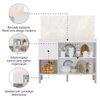 Balcão De Cozinha Triplo Com Tampo E Painel 3 Portas 2 Gavetas 1,20m Branco Art Kits Paraná Branco