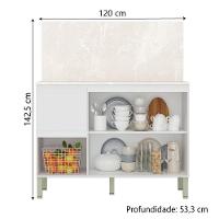 Balcão De Cozinha Triplo Com Tampo E Painel 3 Portas 2 Gavetas 1,20m Branco Art Kits Paraná Branco - 5