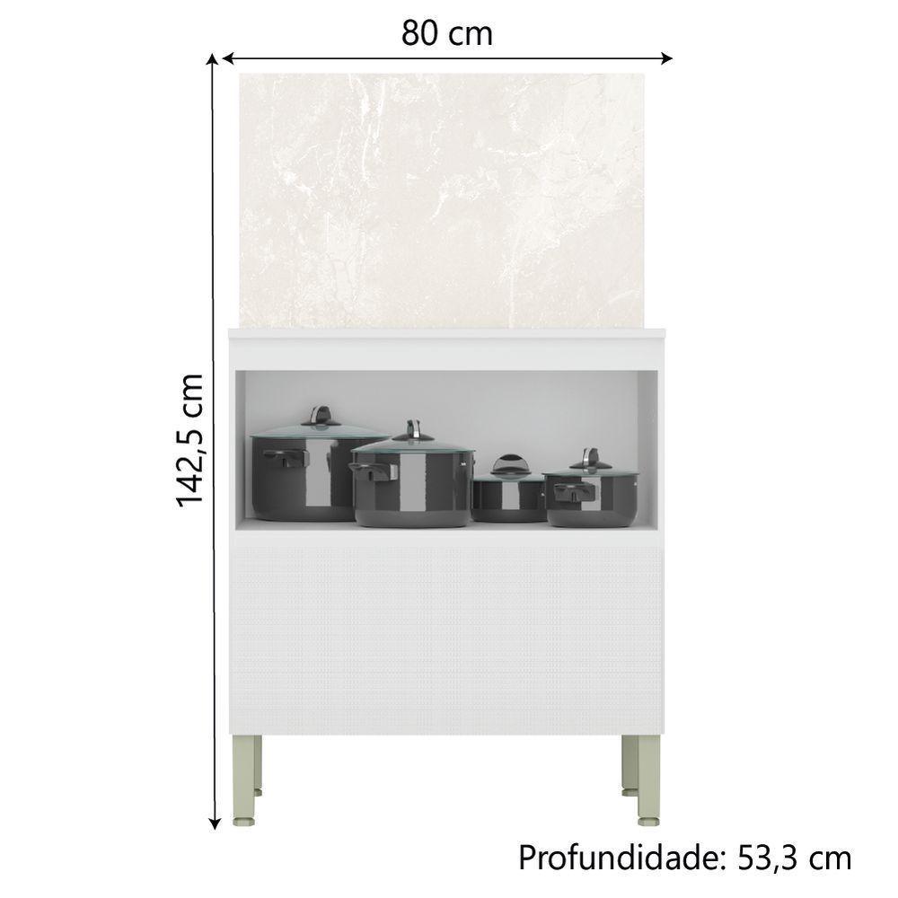 Balcão De Cozinha Duplo Com Tampo E Painel 1 Portas 1 Gavetas 0,80m Branco Art Kits Paraná - 4