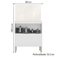 Balcão De Cozinha Duplo Com Tampo E Painel 1 Portas 1 Gavetas 0,80m Branco Art Kits Paraná - 4
