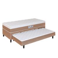 Cama Box Solteiro Com Cama Auxiliar Conjugada Espuma D28 Aspen 88x188x53cm Marrom Branco - 1