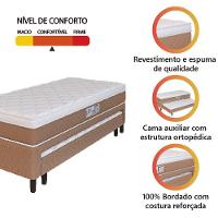 Cama Box Solteiro Com Cama Auxiliar Conjugada Espuma D28 Aspen 88x188x53cm Marrom Branco - 2