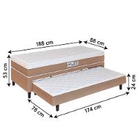 Cama Box Solteiro Com Cama Auxiliar Conjugada Espuma D28 Aspen 88x188x53cm Marrom Branco - 3