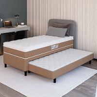 Cama Box Solteiro Com Cama Auxiliar Conjugada Espuma D28 Aspen 88x188x53cm Marrom Branco - 4